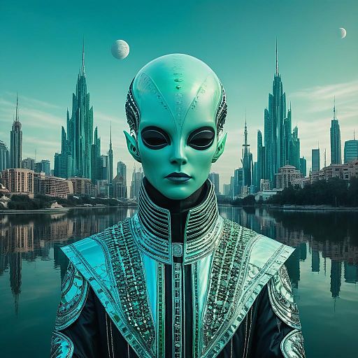 Alien Cult Leader in Cyber Baroque Style