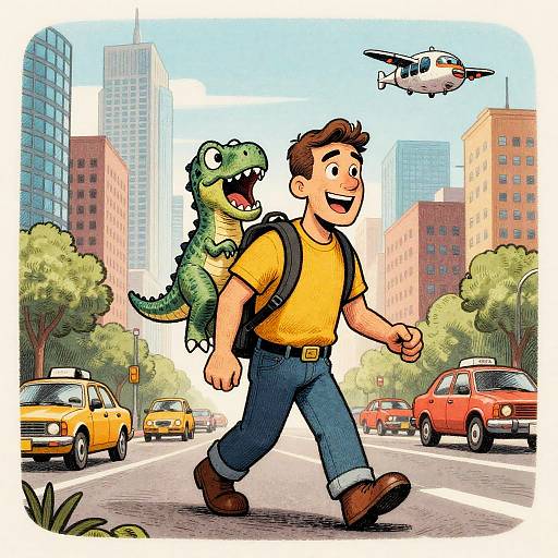 Android with Digital Dinosaur Toy