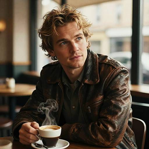 Intimate Cinematic Portrait in Coffee Shop