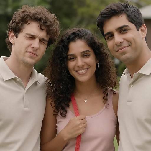 Three Friends Smiling Outdoors