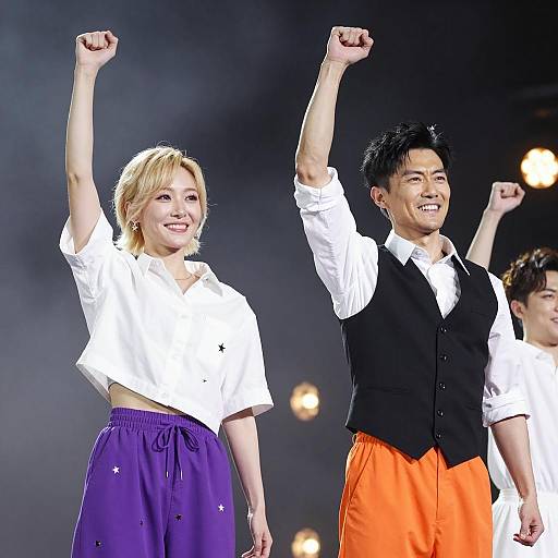 Joyful Stage Performance with Dynamic Duo