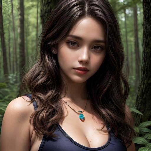 Sophisticated Girl in a Forest Glade