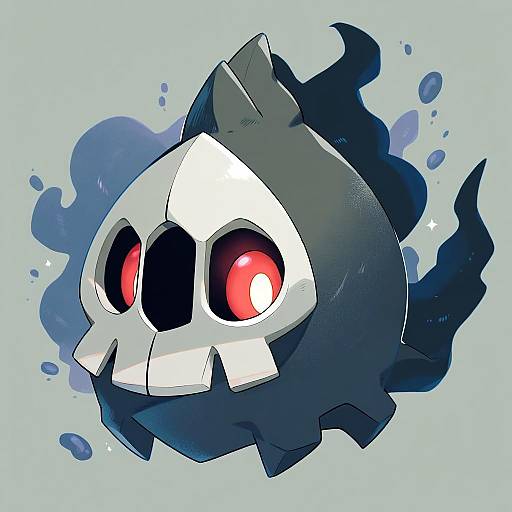 Illustration of Duskull, pokemon in the style of Majoccoid