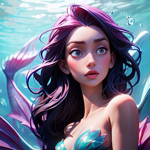 Enchanting Solo Mermaid Gazing at Viewer