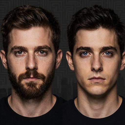 Intense Side-by-Side Portrait of Two Men