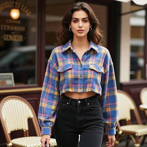 Stylish Woman at Vintage French Cafe