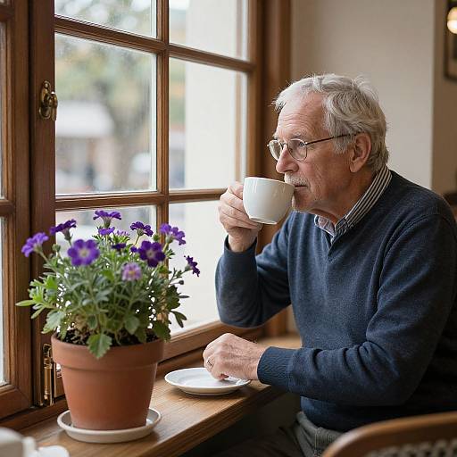 Contemplative Senior Man with Coffee