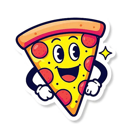 Smiling Pepperoni Slice Retro Diner Sticker