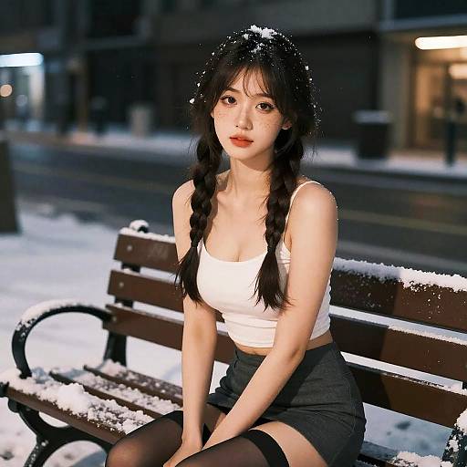Cinematic Winter Night Street Portrait