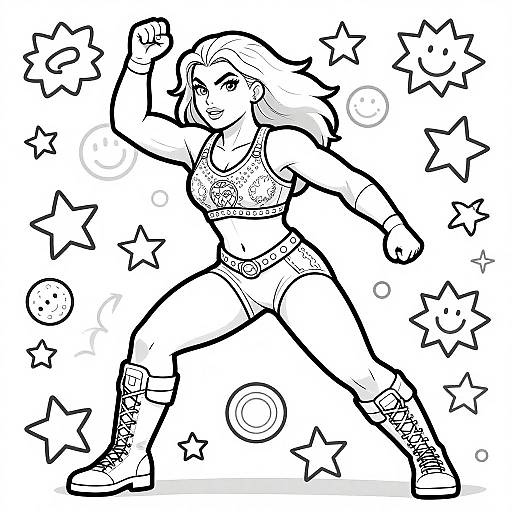 Dynamic Alexa Bliss Wrestling Coloring