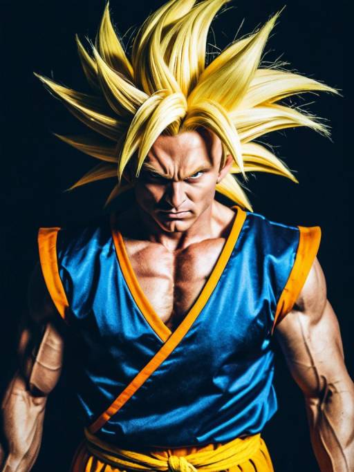 Man in Super Saiyan Costume Waist-Up Portrait