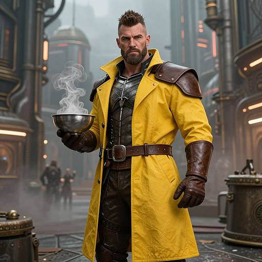 Steampunk Warrior in Yellow Coat
