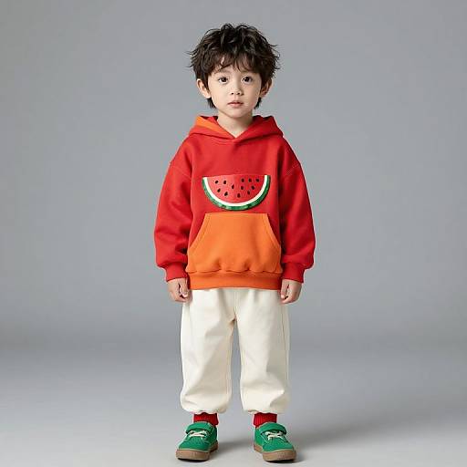 Boy in Watermelon Hoodie Outfit