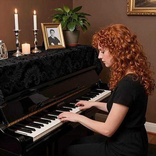 Elegance in Music: A Redhead at Piano