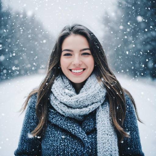 Joyful Winter Woman in Elegant Coat