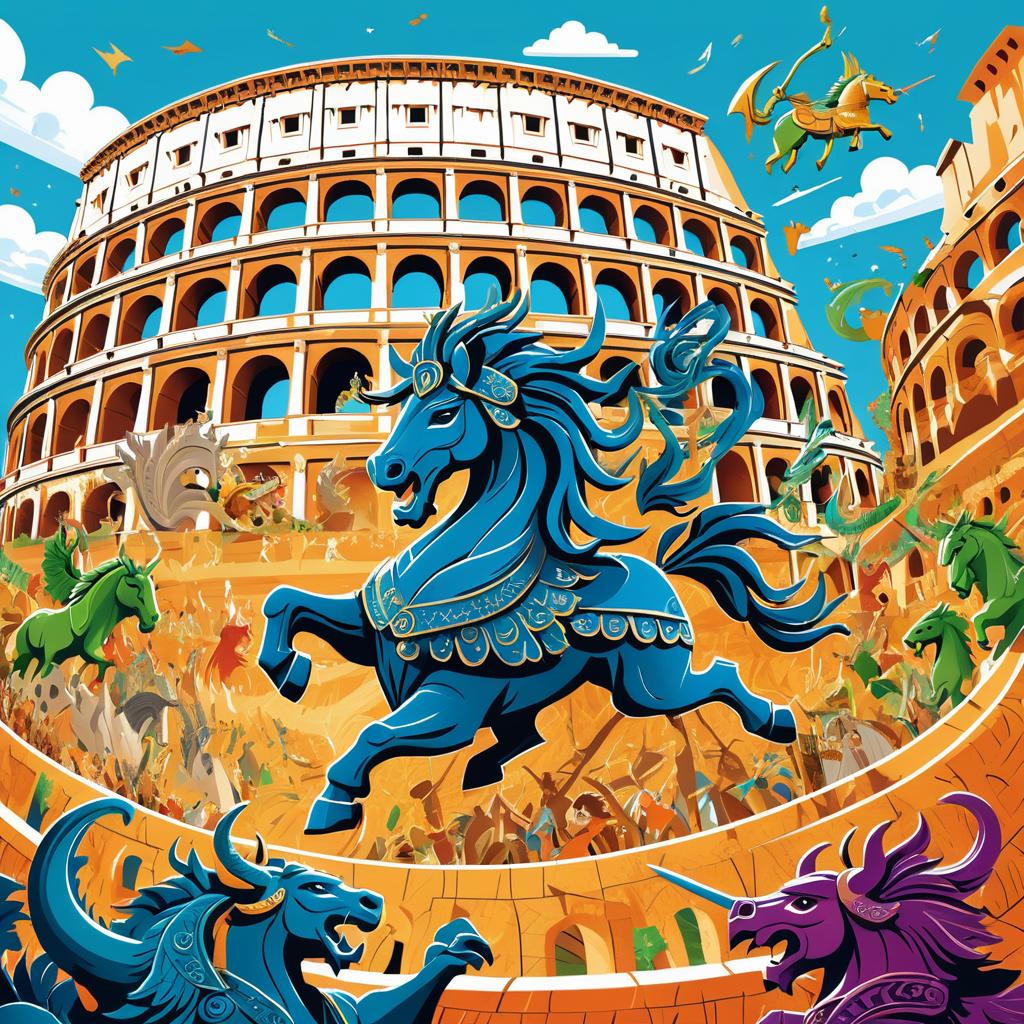 Mythical Creatures Clash at the Colosseum