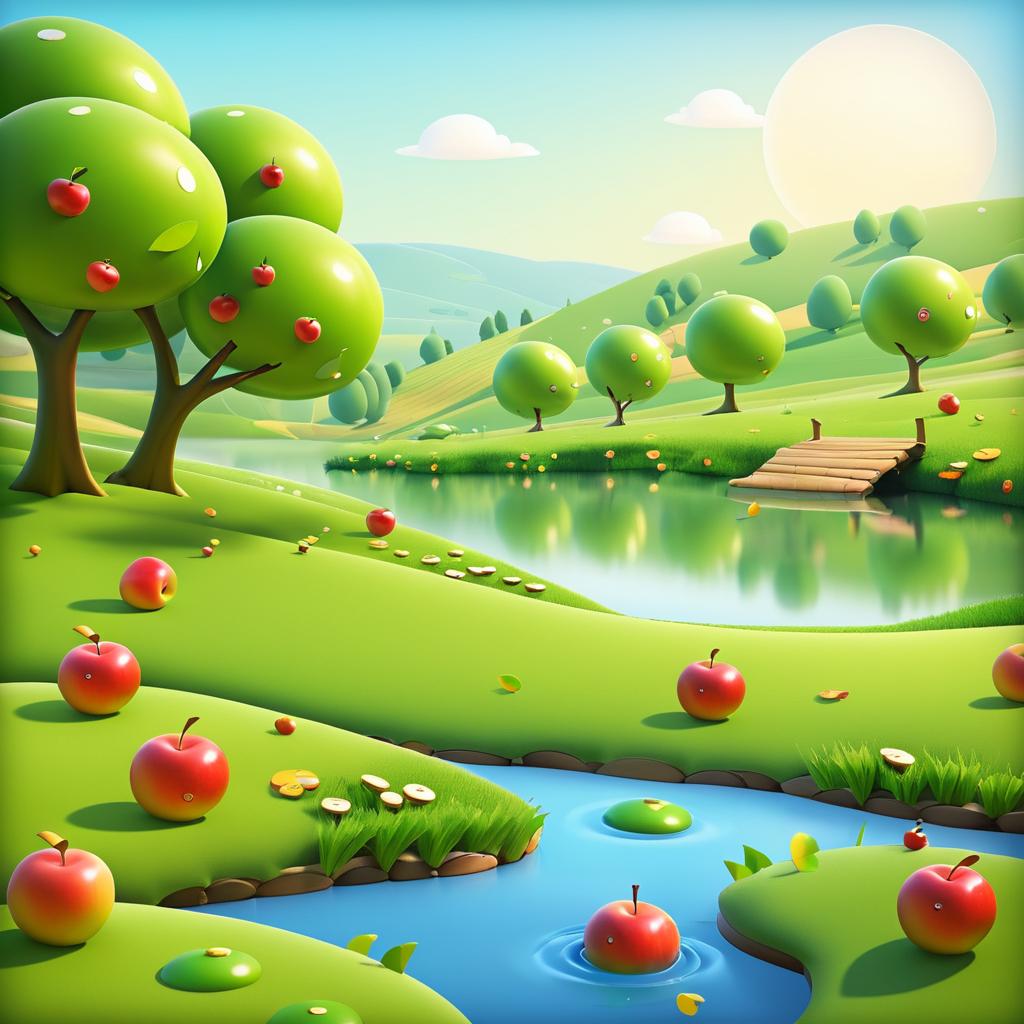 Serene Lakeside Background for Happy Worm