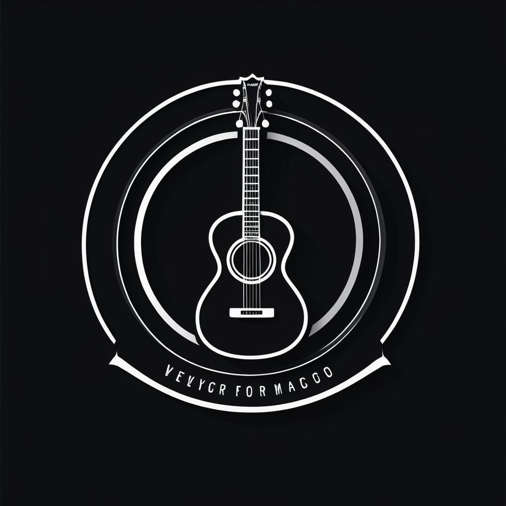 Minimalist Black and White Guitar Logo