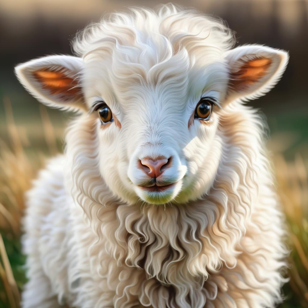 Hyper-Realistic Young Lamb Oil Painting