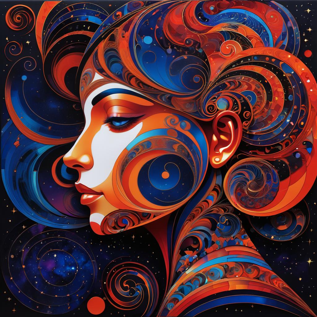 Vibrant Abstract Cosmic Portrait in Detail