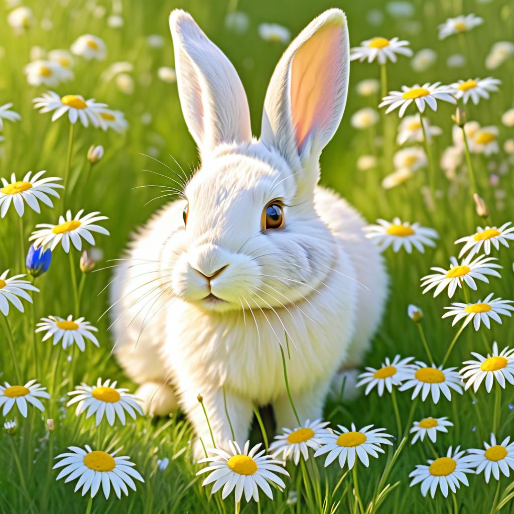 Charming Rabbit in a Flower Meadow