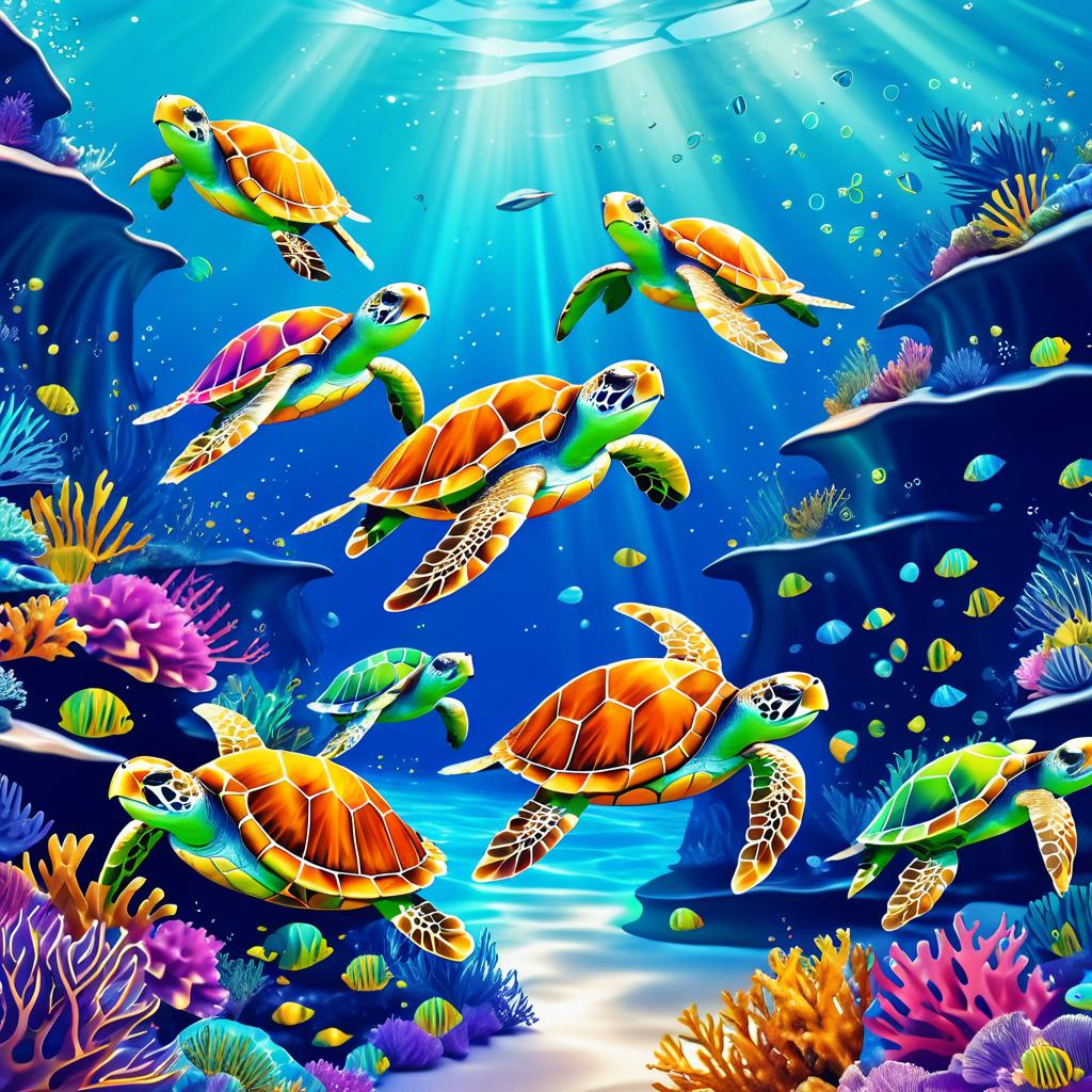 Whimsical Sea Turtles' Treasure Adventure