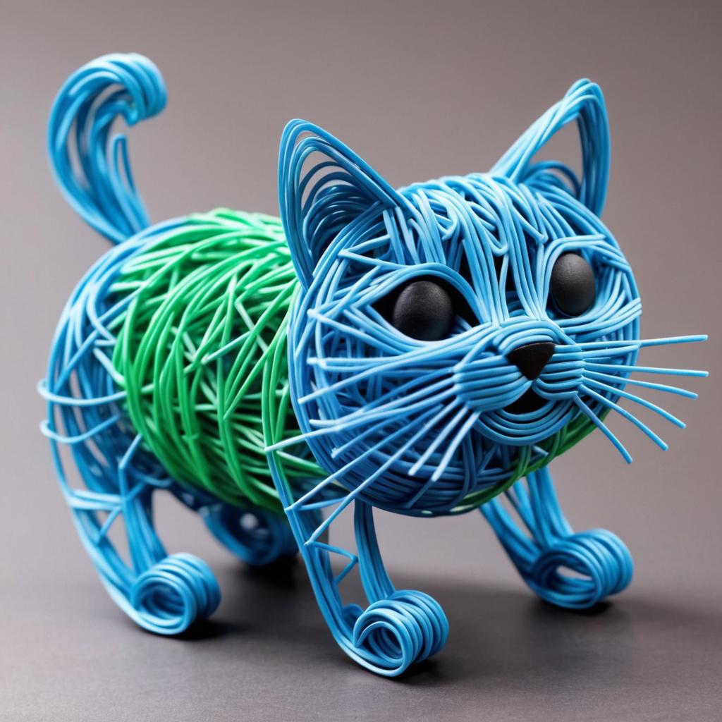 Creative Cat Sculpture with Rubber Bands