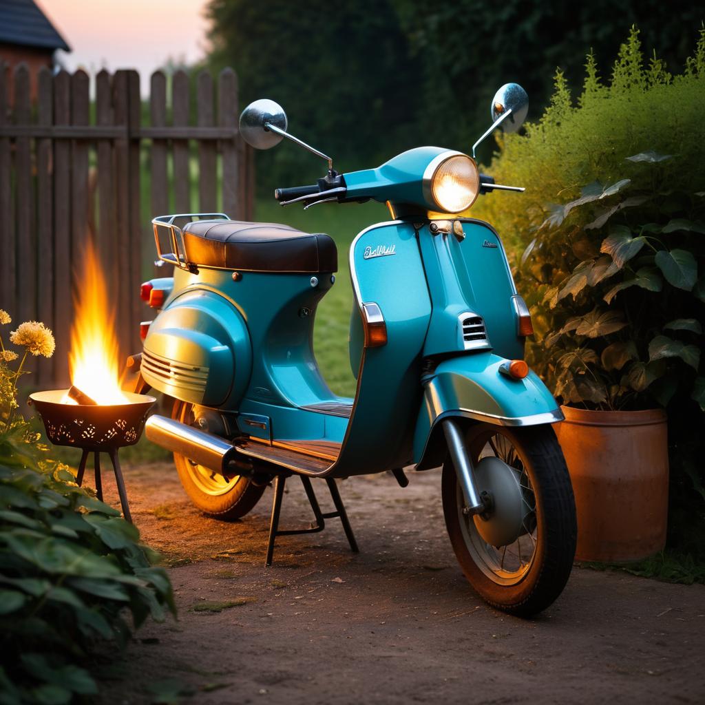 Nostalgic Moped by Campfire Light