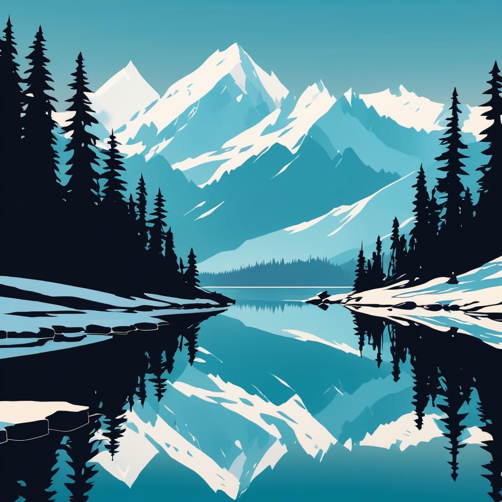 Serene Mountain Lake Animation Inspired by Ansel Adams