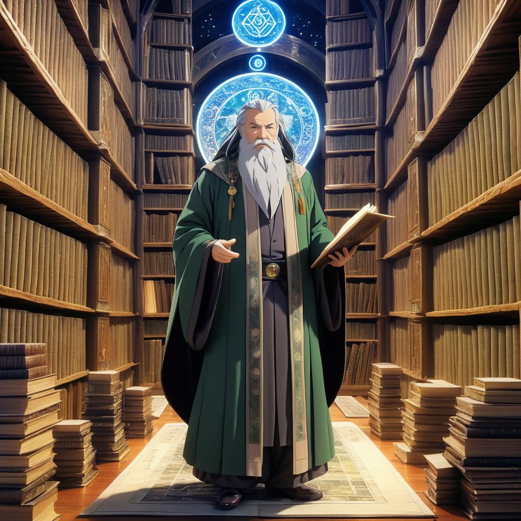 Mystical Sage in an Ancient Library