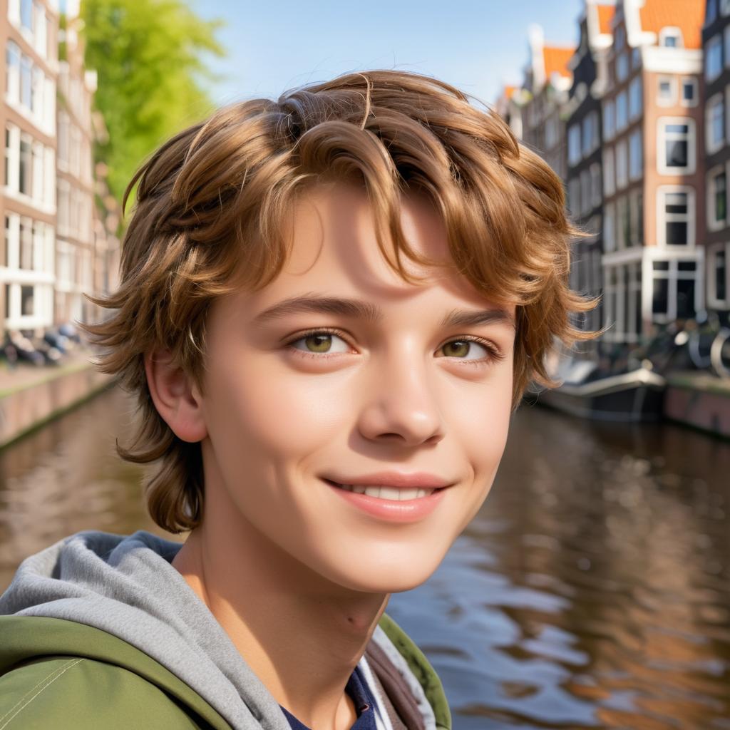 Teenage Boy in Love by Amsterdam Canal