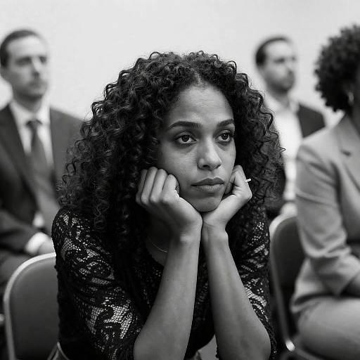 Pensive Woman Resting Head on Hands