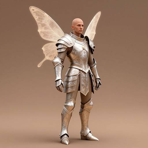 Bald Male Paladin with Butterfly Wings in Armor
