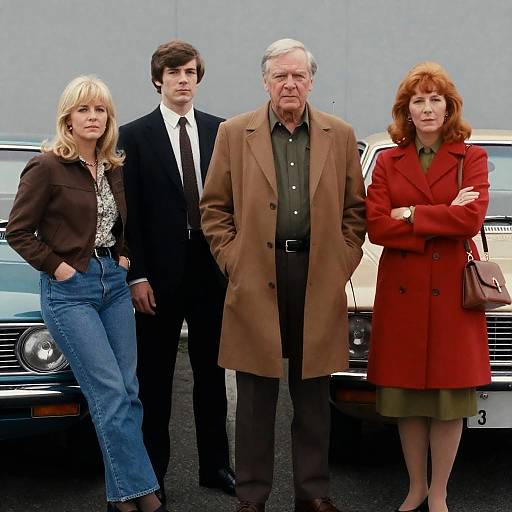1970s Group Portrait with Classic Car