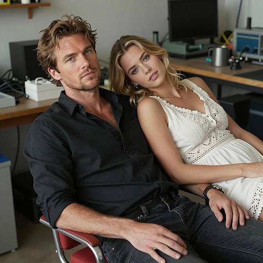 Casual Couple in a Cluttered Room