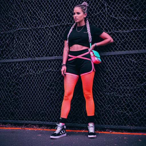 Woman in Neon Mesh and Biker Shorts