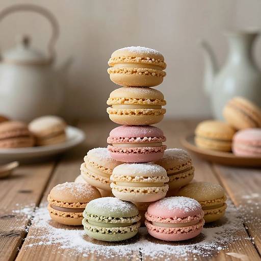 Vintage Macaroon Tower in Cozy Bakery