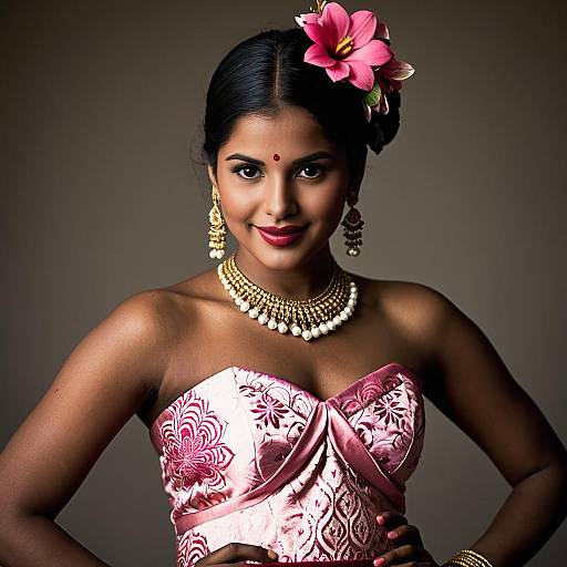 Elegant Kuchipudi Dress with Accessories