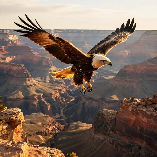 Majestic Eagle Soaring Over Canyon