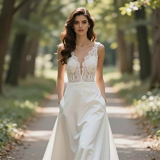 Elegant Bride in Lace and Satin Wedding Dress