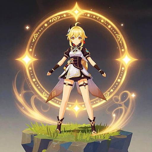 Genshin Impact Girl with Elemental Magic