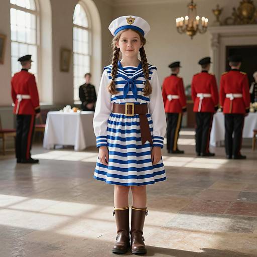 Young Girl in Classic Sailor Captain Costume