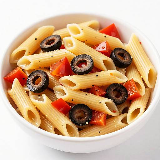 Vibrant Pasta Salad in White Bowl