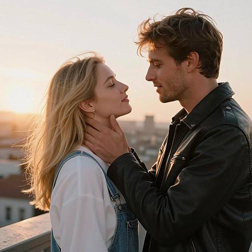 Romantic Sunset Embrace of a Couple