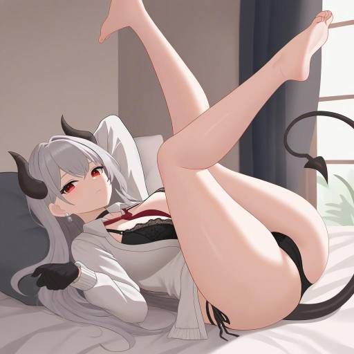 Seductive Demon Girl in Morning Light