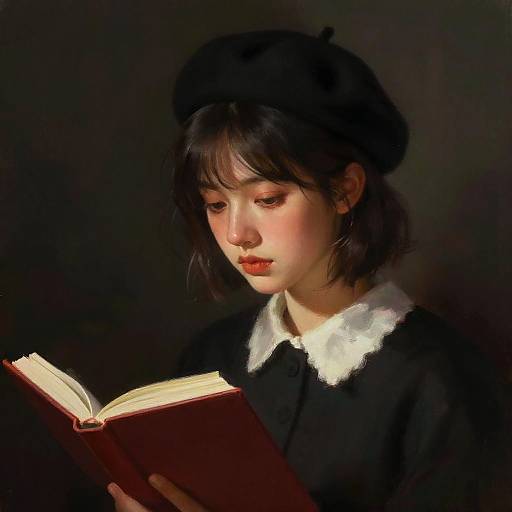 Moody Portrait of Woman Reading