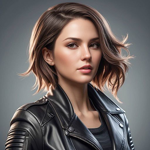 Thoughtful Woman in Modern Leather Jacket Thoughtful Woman in Modern Leather Jacket