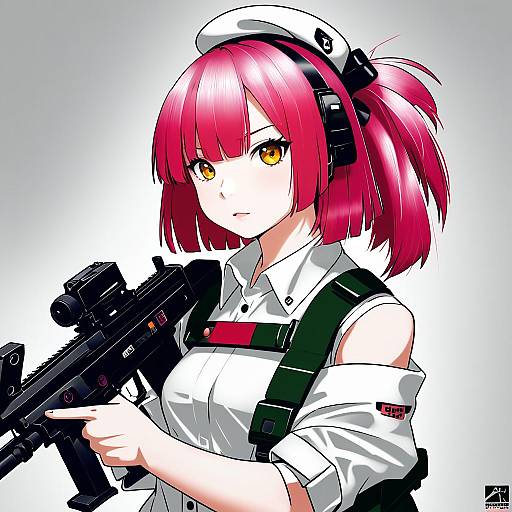 Illustration of Mp7 (girls' frontline), girls' frontline in the style of Gokuu (acoloredpencil)