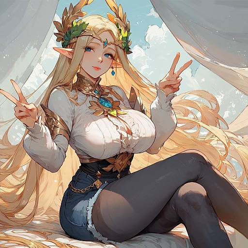 Mature Elf Girl with Laurel Crown
