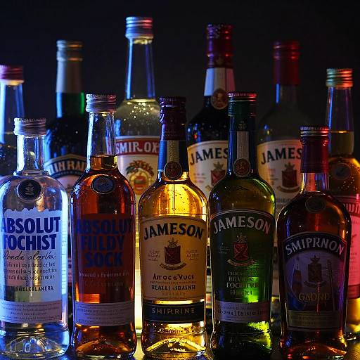 Vibrant Assorted Liquor Bottles Display